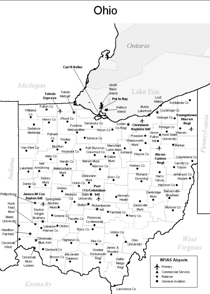 Ohio-airports-map