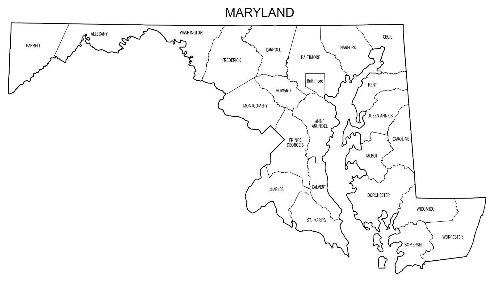 Free Printable Map Of Maryland And 20 Fun Facts About Maryland