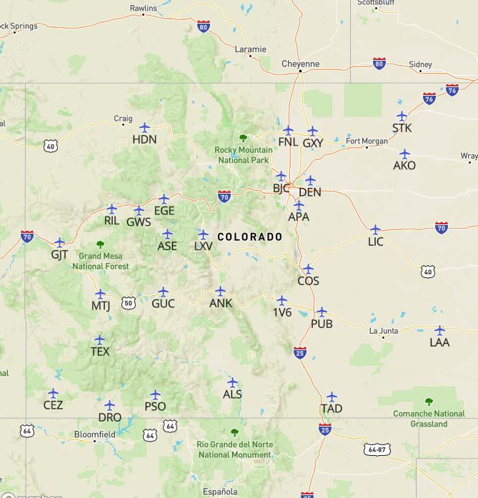 Colorado Airports Map 