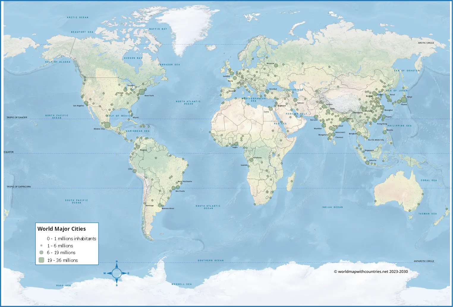World map with major cities | World Map With Countries