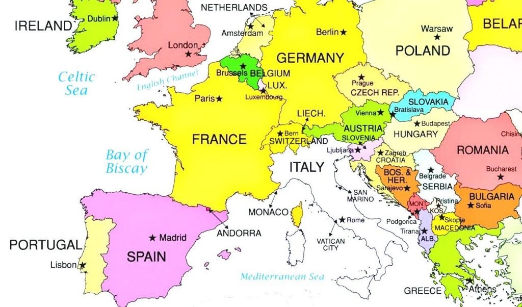 Printable Map Of Europe