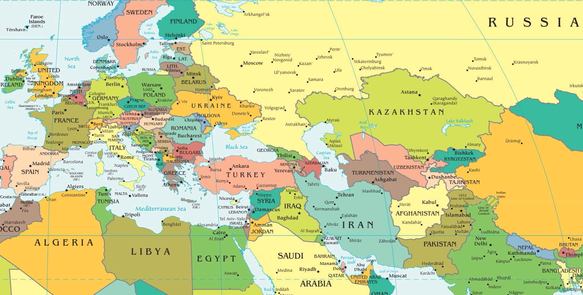 middle-east-and-europe-map-tagmap-me | World Map With Countries