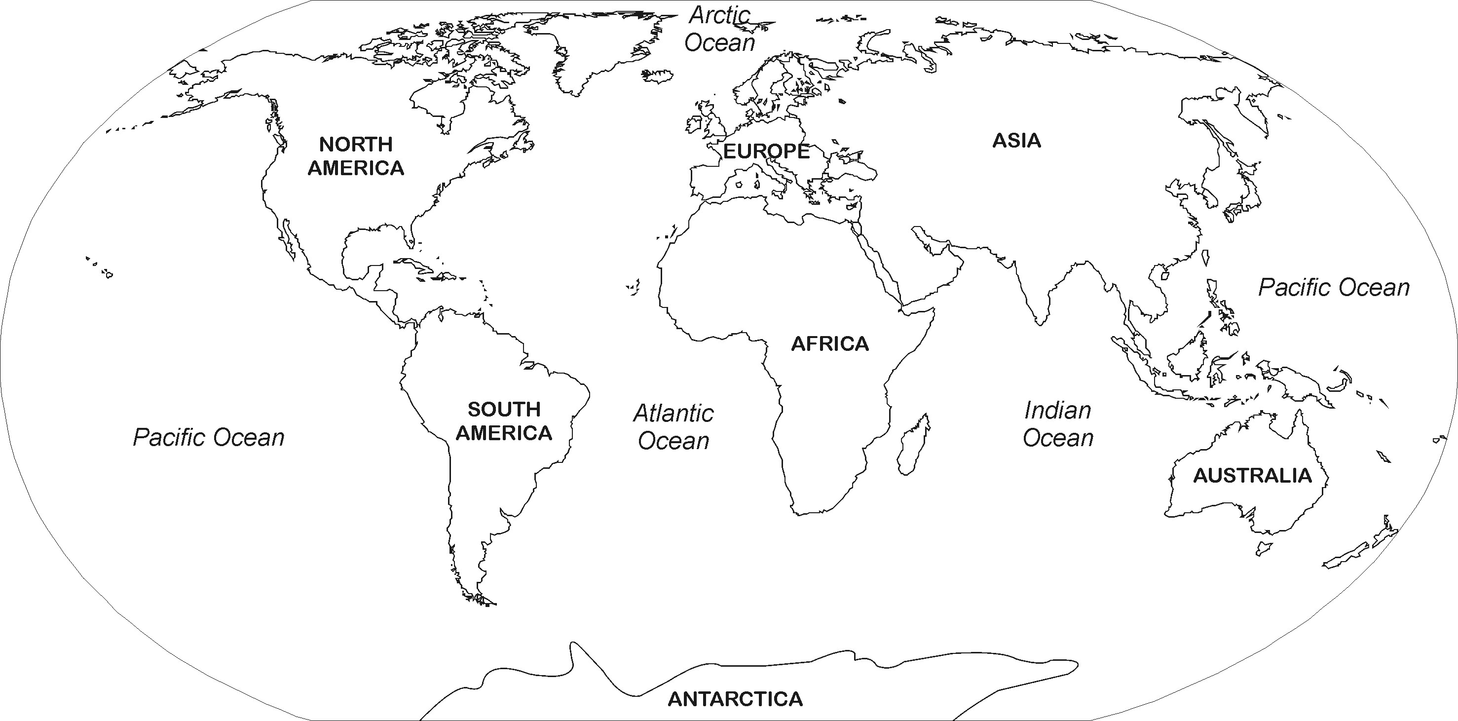 Outline Map Of The World Printable