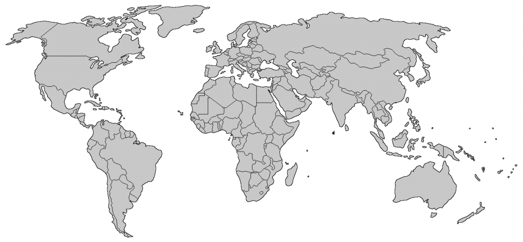 5 Free Printable Blank World Map with Countries Outline in PDF