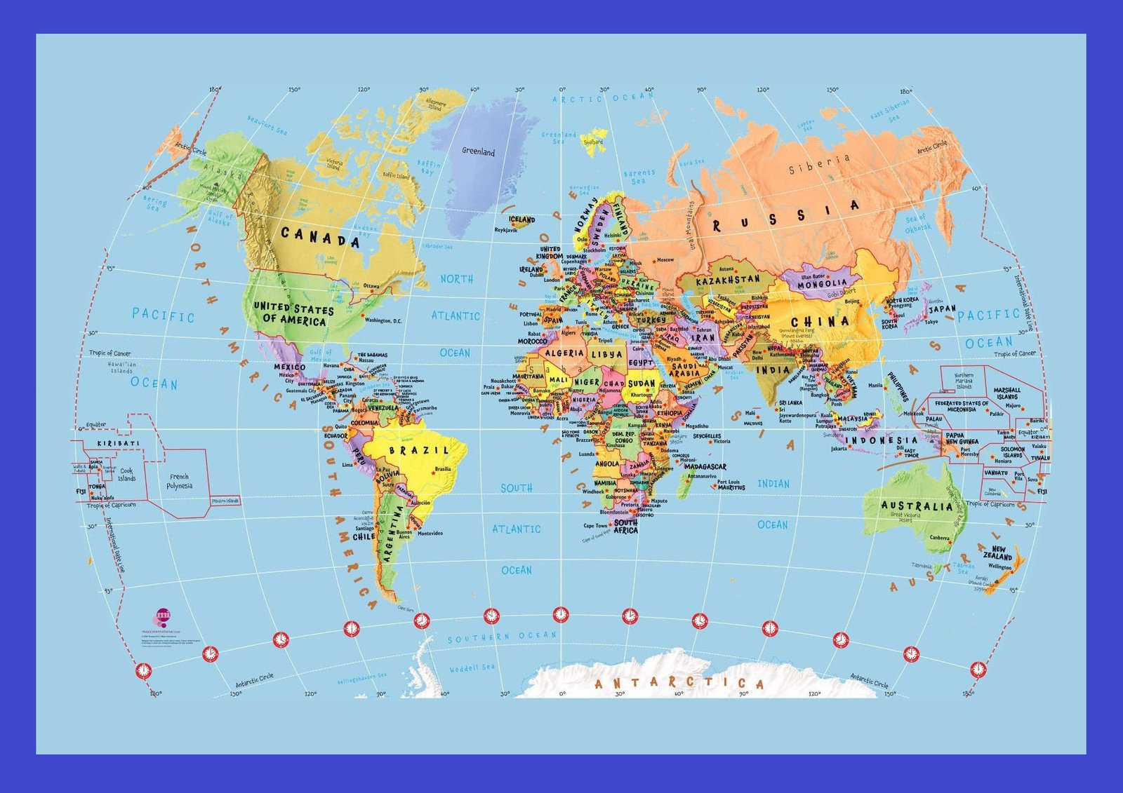 Large Labeled World Map