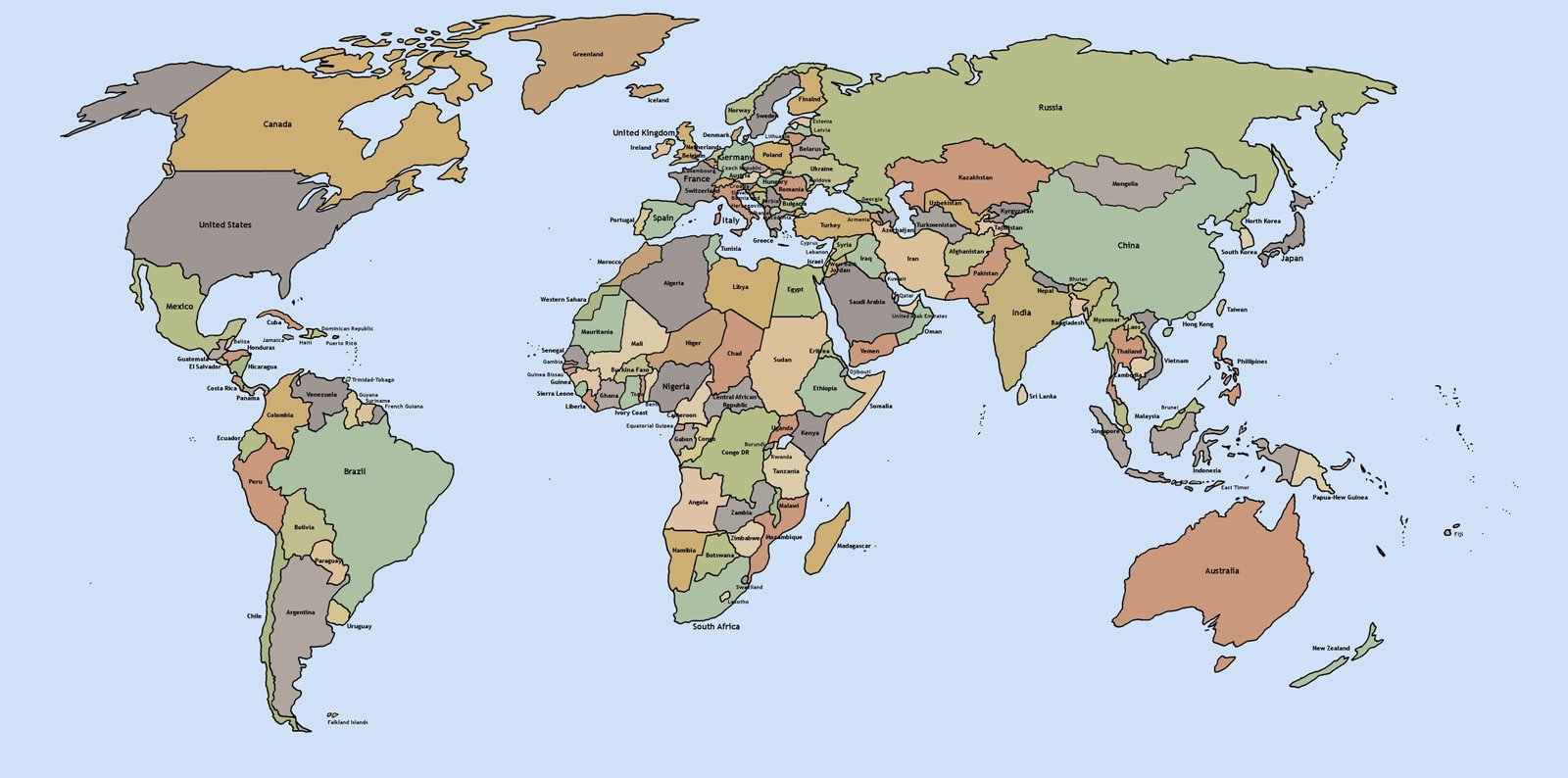 Printable Map Of The World Free