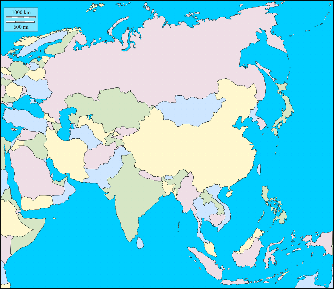 Printable Blank Map Of Asia - Customize and Print