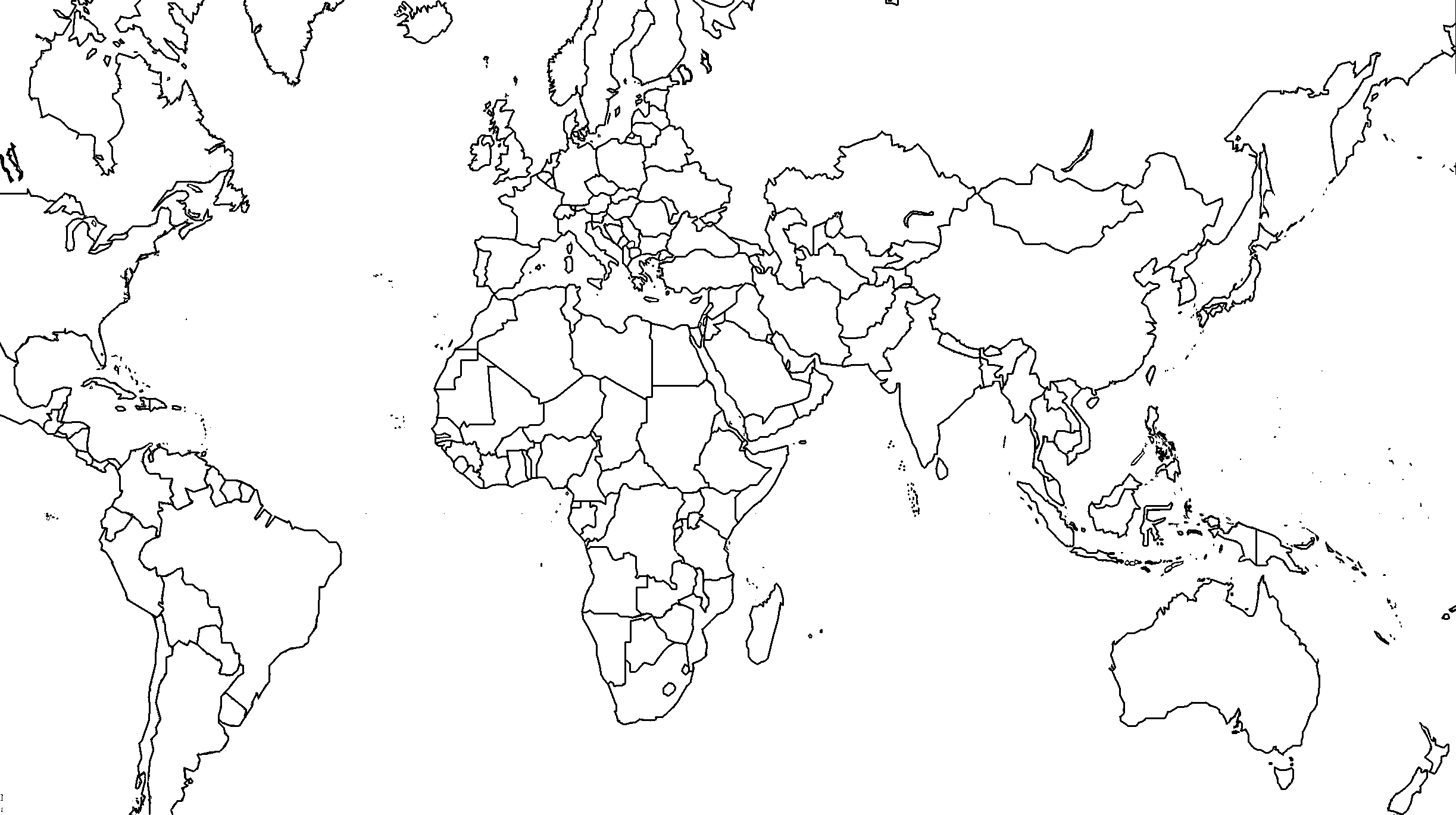 Free Printable Blank Outline Map Of World With Countries In Pdf