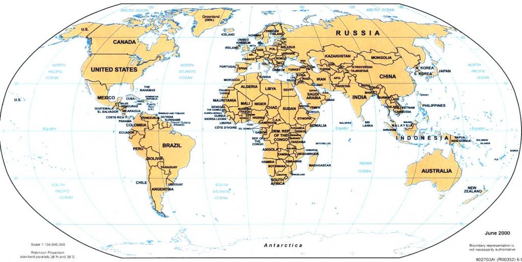 Free Large World Map With Continents [Continents Of The World] | World ...