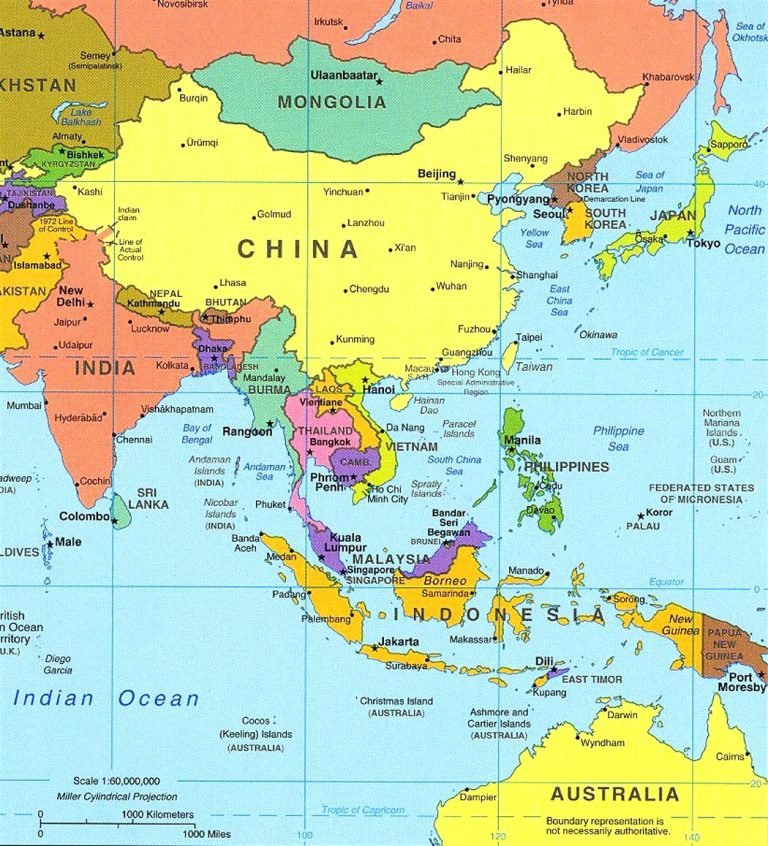 Asia Map With Countries Labeled