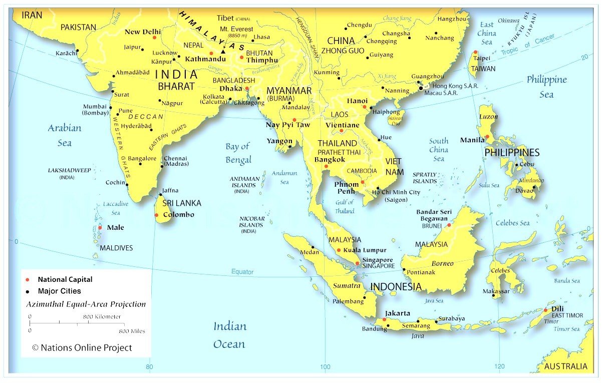 asia map with capitals