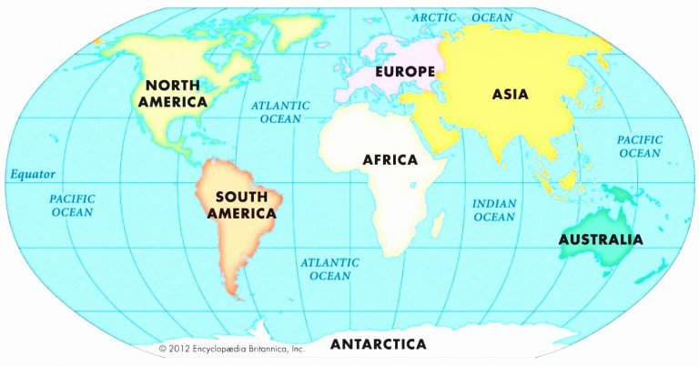 Free Large World Map With Continents [Continents Of The World] | World ...