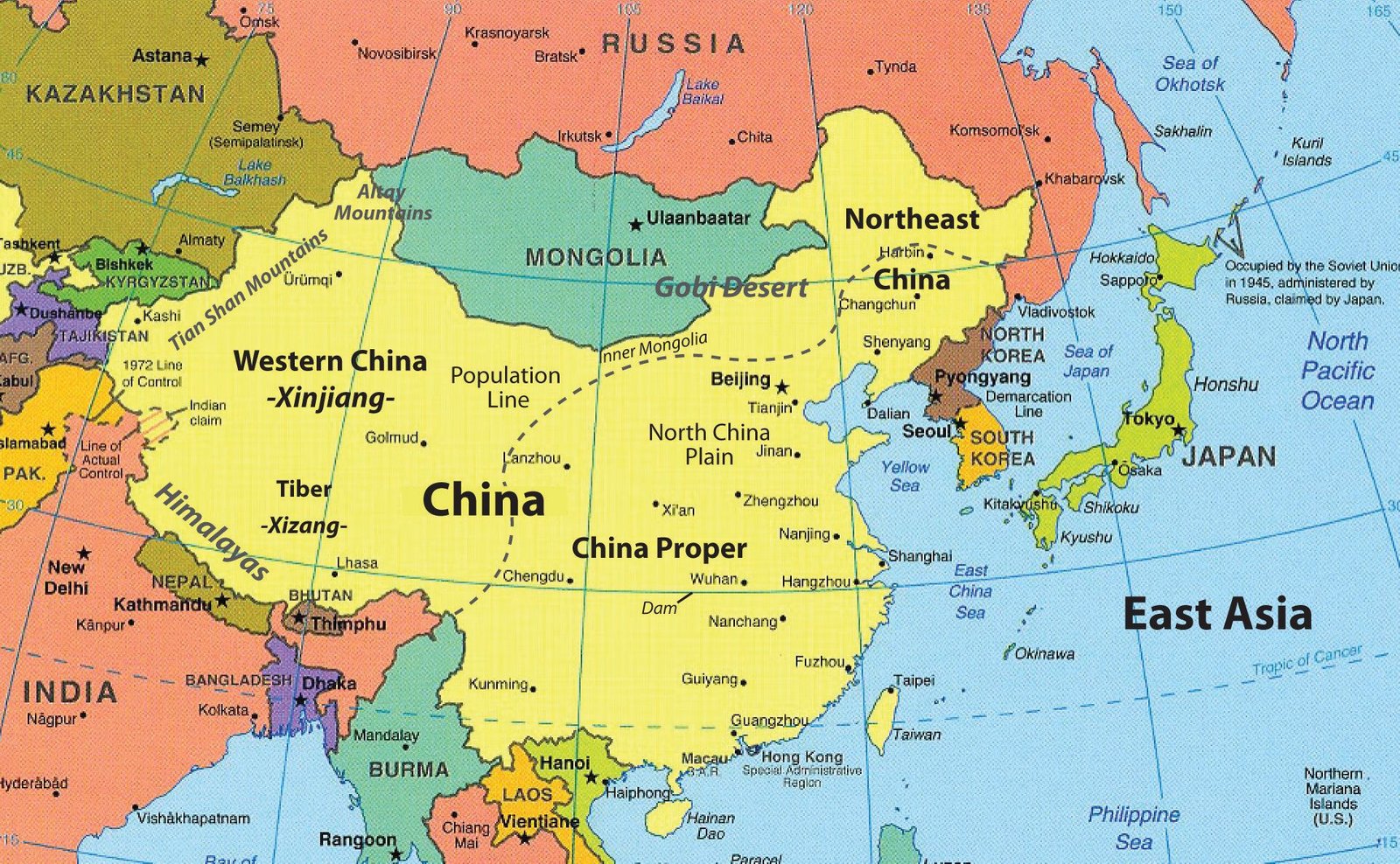 What Country Is North East Of China