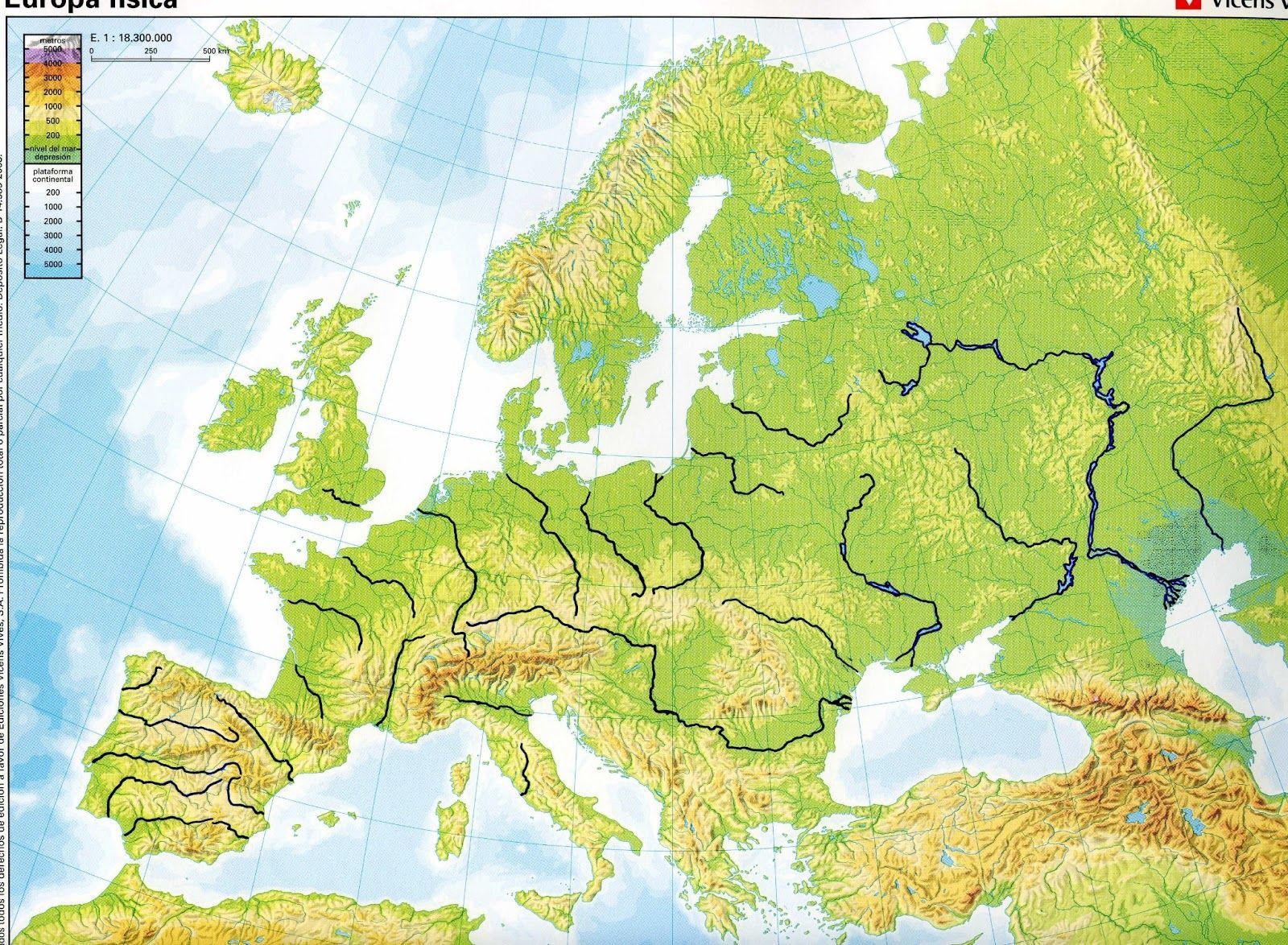 Physical Geography Map of Europe