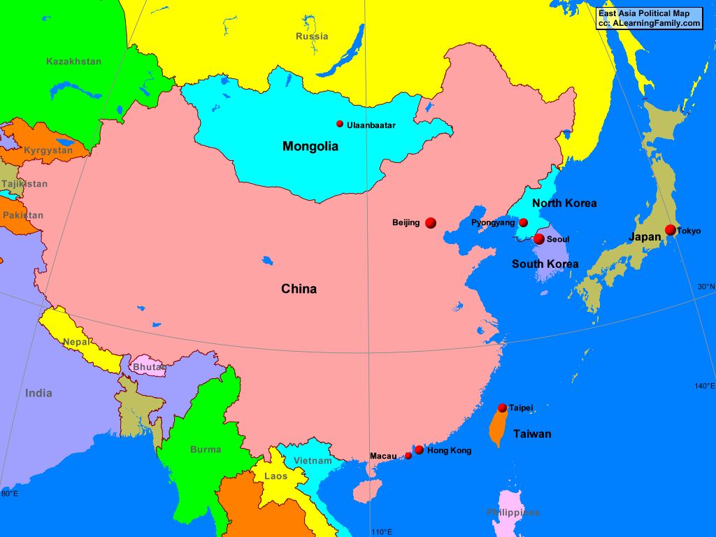 Blank East Asia Map Political 