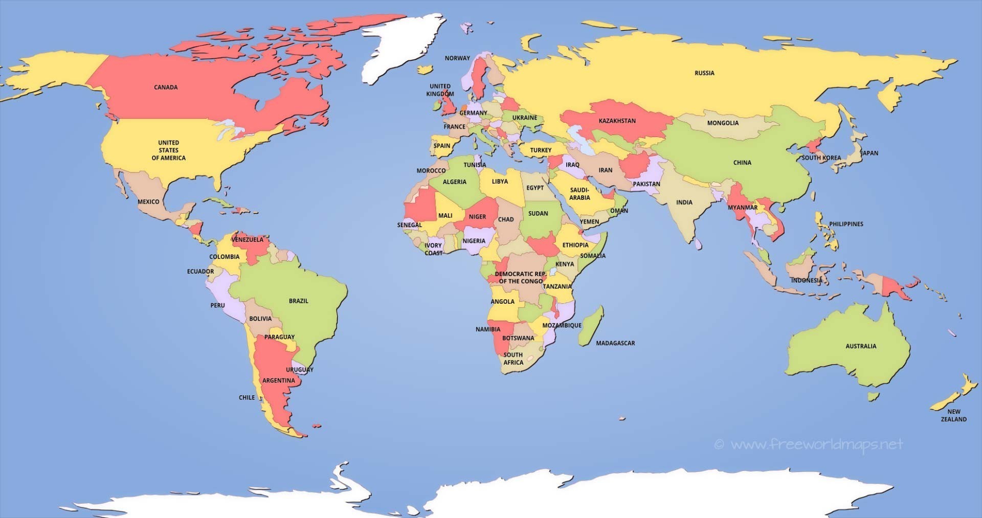 A Map Of The World With Country Names Labeled Topographic Map Of Usa 