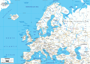 Detailed Map of Europe with Cities