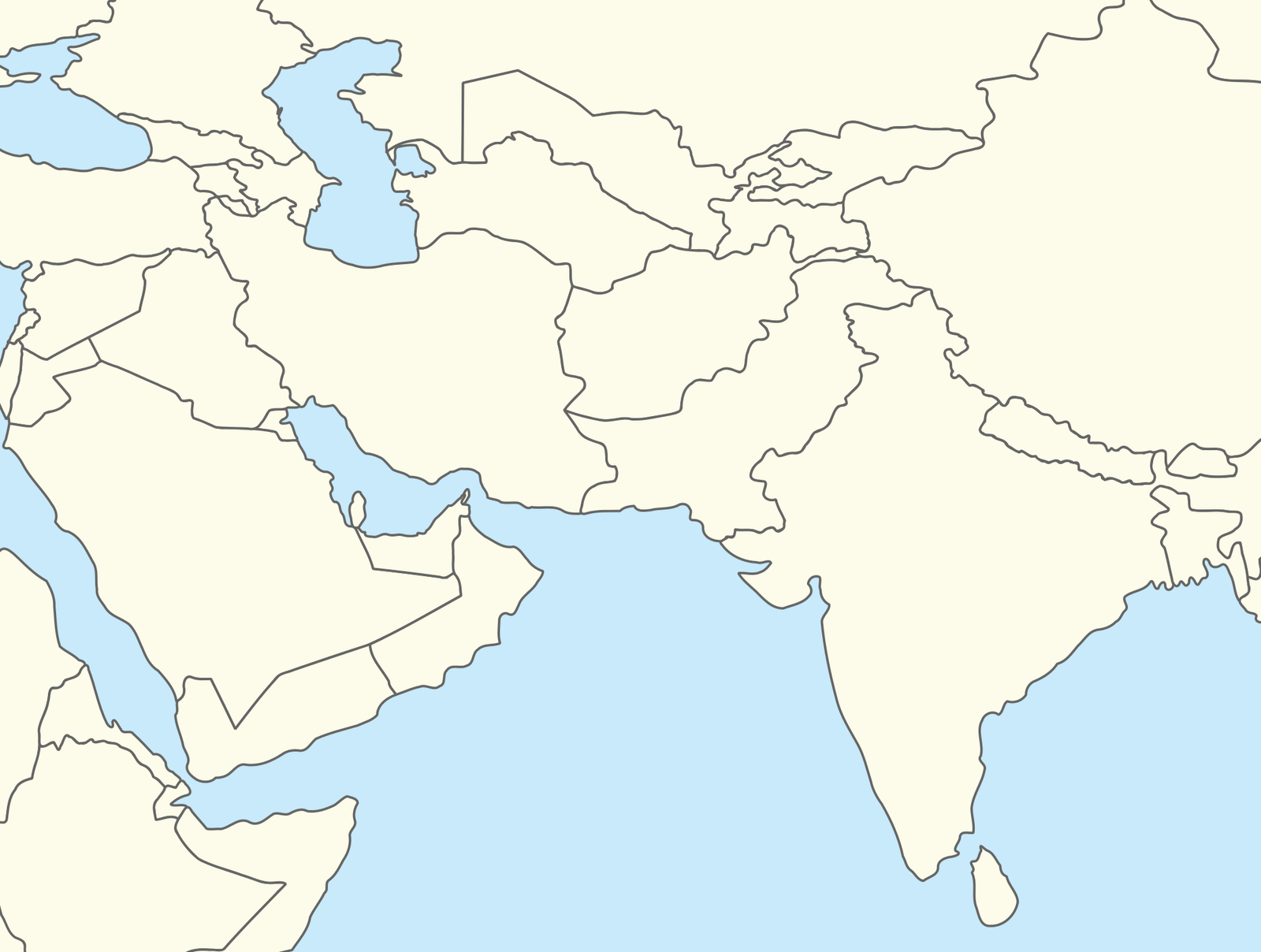 Blank Map Of West Asia 4 Free Printable Western Asia Map | World Map With Countries