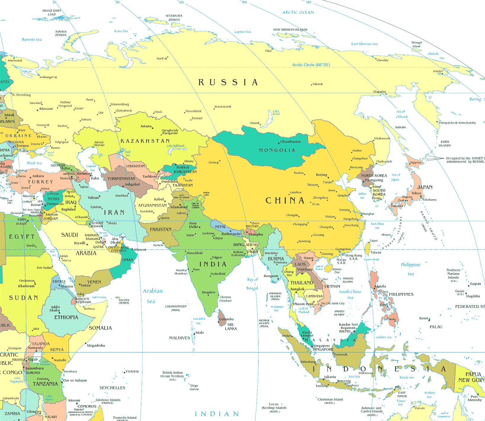 Central Asia Map Countries 
