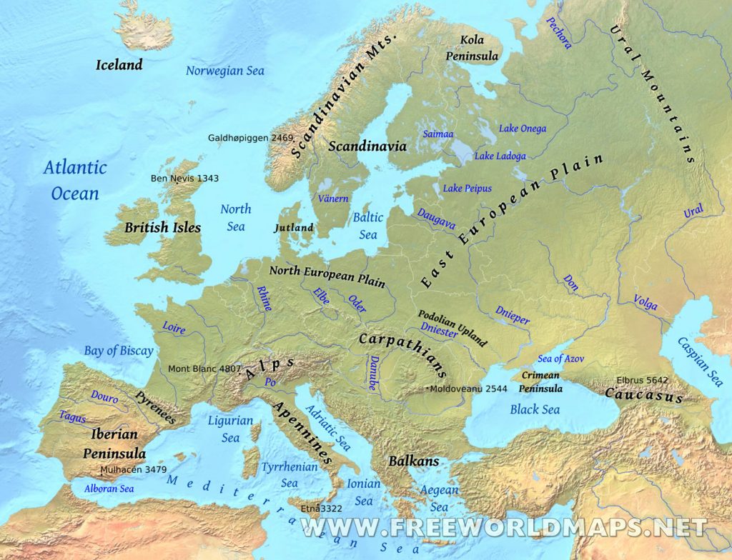 5 Free Large Physical Map of Europe | Physical Europe Map | World Map