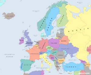 europe political map miller large | World Map With Countries