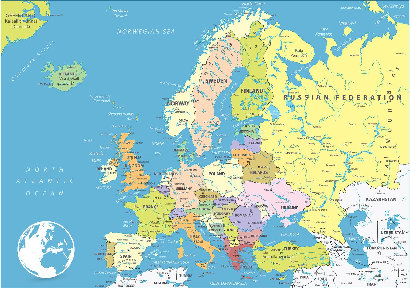 6 Detailed Free Political Map of Europe World Map With Countries