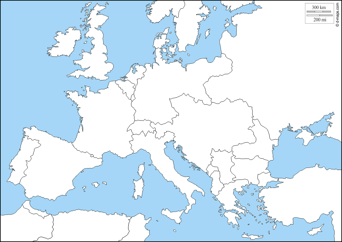Blank Map of Europe 1914
