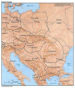 large political map of Eastern Europe with relief capitals and major cities 1984 | World Map With Countries
