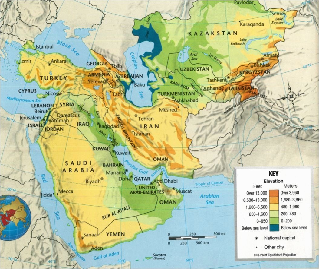 political map of southwest asia