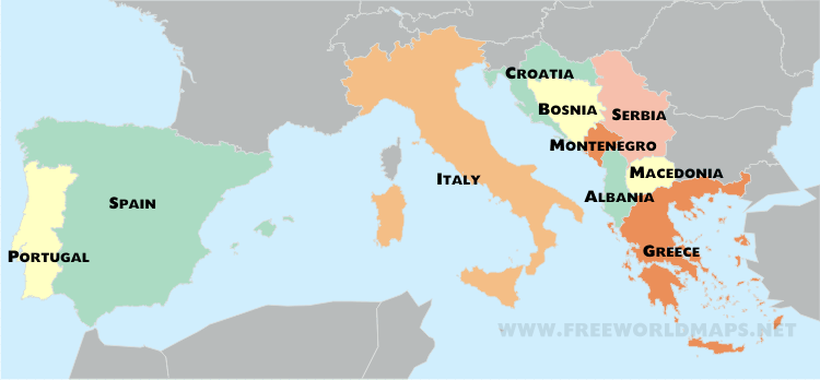 Map of Southern Europe Countries