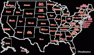 Map of USA with State Names and Abbreviations