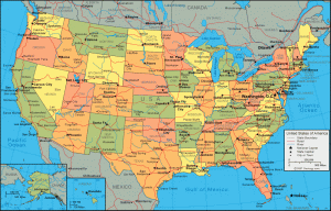 Geographical Map of United States of America