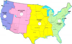 Map of United States Time Zones Printable