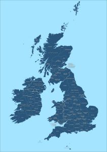 Show Map of UK Counties