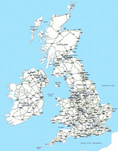Road Map of UK Counties