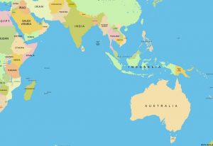 Map of Australia and Asia