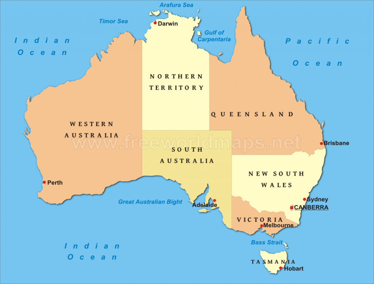 Australia-map-political | World Map With Countries