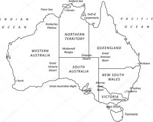 Outline Map of Australia with States
