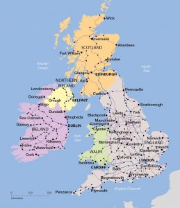 Map of UK Cities Printable