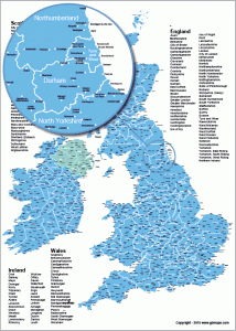 Map of UK Cities and Counties
