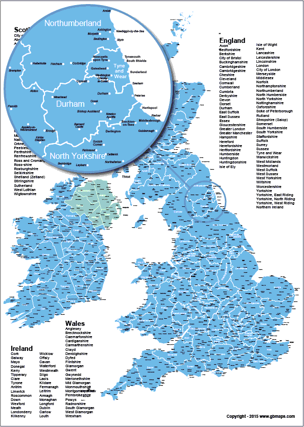 County Map With Towns uk county map towns big | World Map With Countries