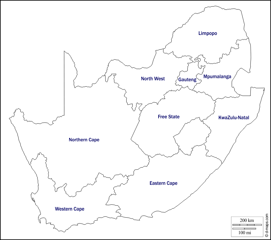 Blank South Africa Map 1 | World Map With Countries