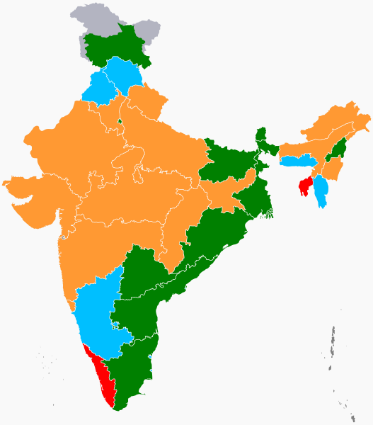 8 Free Printable And Blank India Map With States & Cities | World Map ...