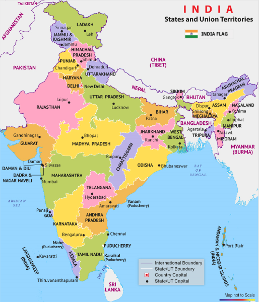 Map of India with States