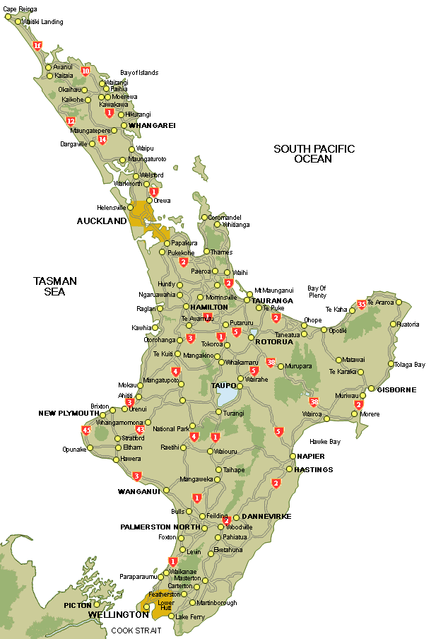Map of New Zealand North Island