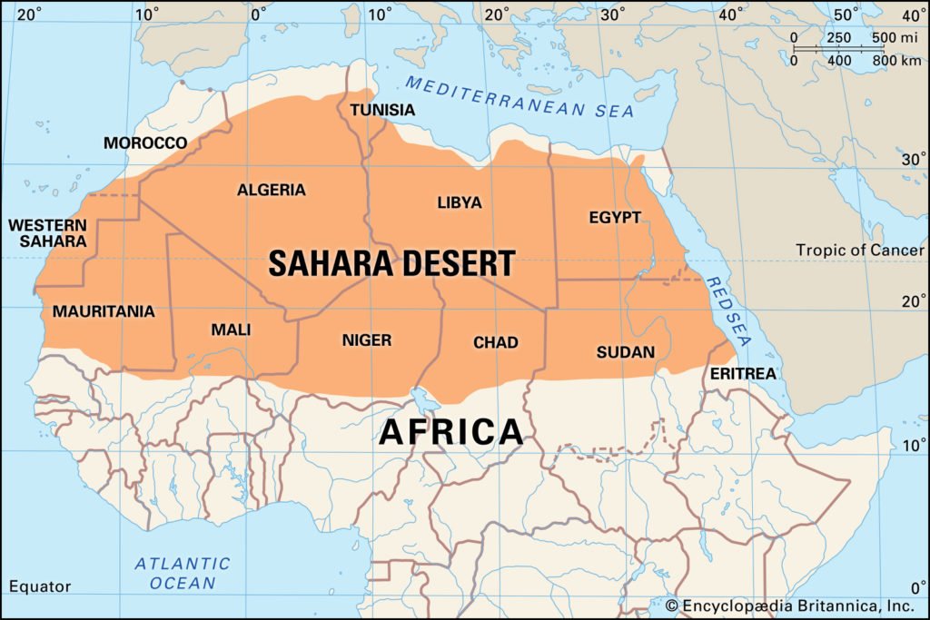 6 Free Printable Sahara Desert Map with Countries PDF | World Map With ...