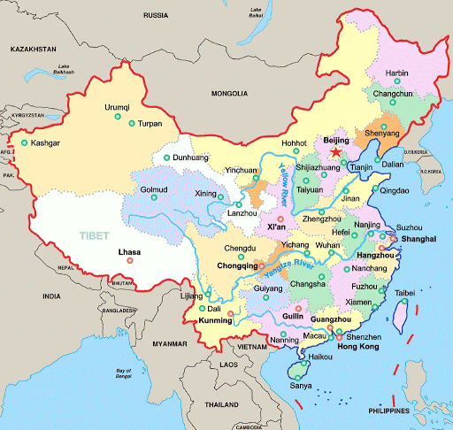Printable Map of China With Cities