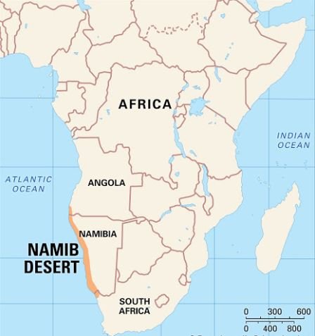 Printable Map of Namib Desert 