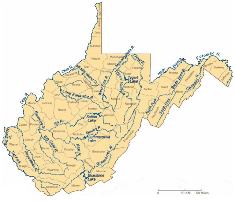 Free Printable Blank Map Of West Virginia With Cities