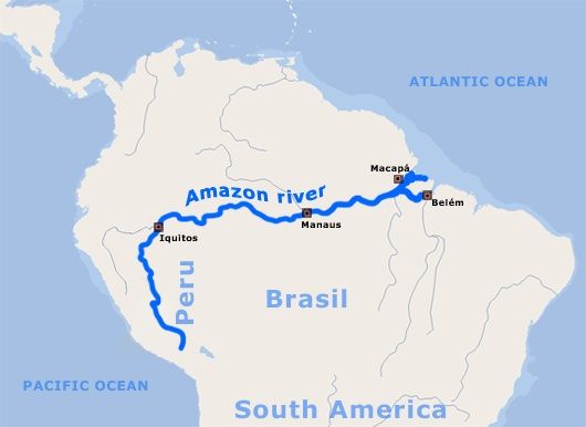 Amazon River in World Map